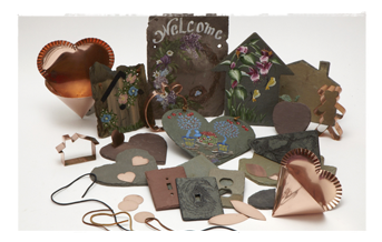 Shaped Painted Slate Pieces, Switch-Plates And Copper Crafts